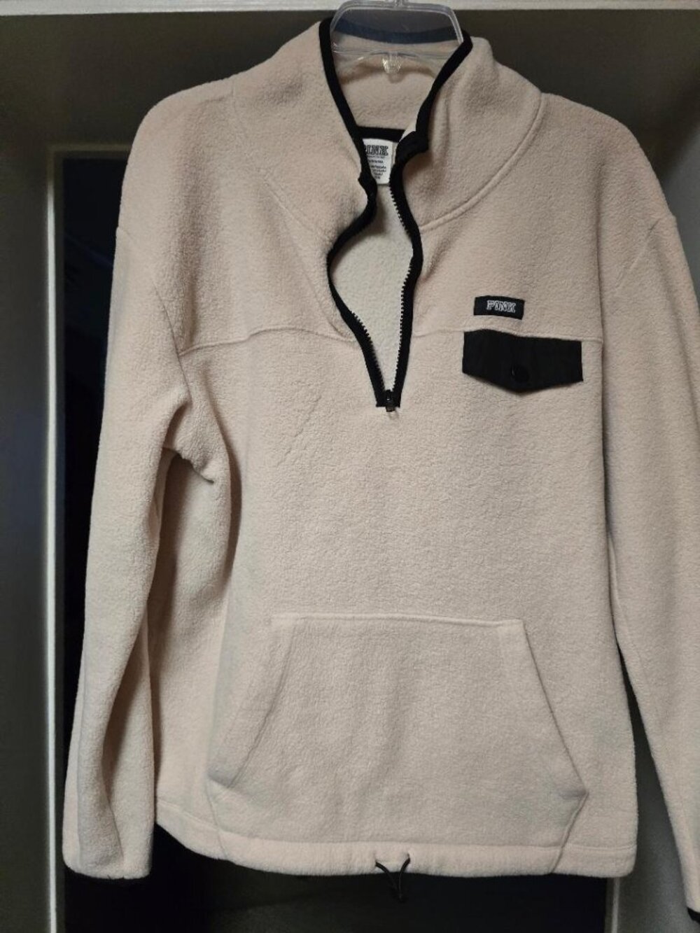 PINK Sherpa 1/4 Zip - Cream Color - S